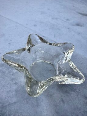 Clear Glass Star Ashtray Heavy Five Point Dish